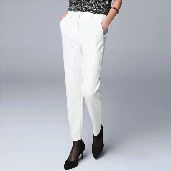 ❤️Simply Vera Vera Wang NWT High Waist Skinny Ankle White Pants Plus Size 14 - Picture 1 of 4